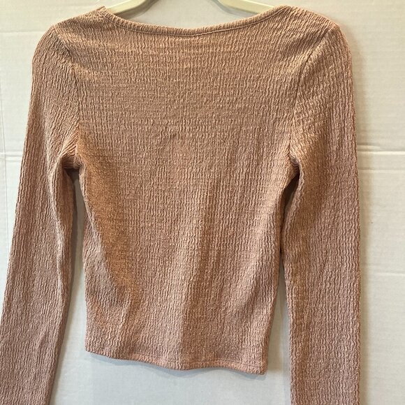 Women - NWT - XS, S, L - Rylee + Cru Textured Long Sleeve Rose Top - Picture 2 of 5